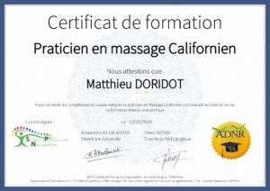 Certification DORIDOT Matthieu Californien