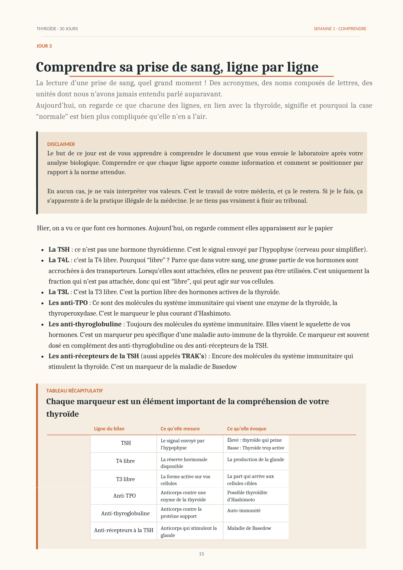 Aperçu intérieur du guide : deuxième page